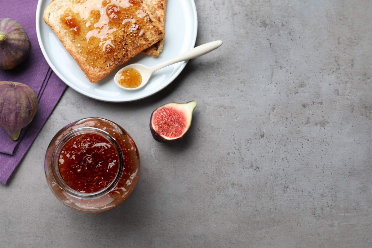 Fig jam on toast with fresh figs